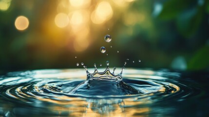 Water Drop Splash with Ripples