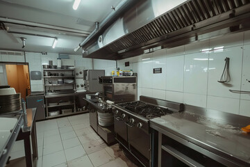 A kitchen with a stove and a sink.,
