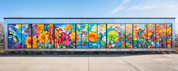 Obraz premium A community art project that uses aluminum siding as canvases for murals, installed throughout the city to bring color and life to underutilized spaces