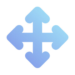 Obraz premium Blue four-way directional arrow icon, navigation and movement concept