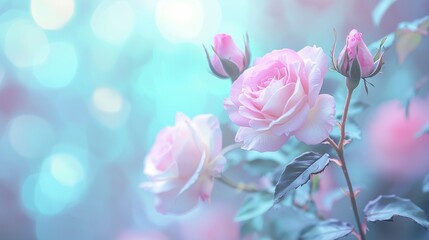 Sweet color roses flower in pastel tone with blurred style for background pattern texture.