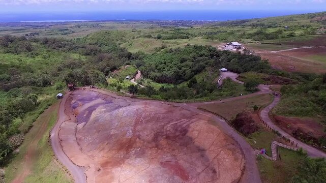 Seven Coloured Earth Nature Park in Chamarel. Jungle and Forest in Mauritius. Beautiful Landscape and Nature in Background