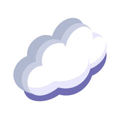 Fototapeta premium Isometric white cloud with shadow in pastel tones, abstract weather and cloud computing concept