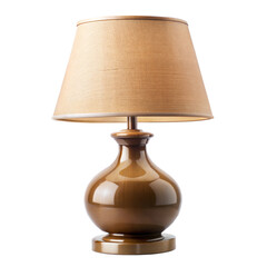Fototapeta premium A stylish table lamp featuring a round base and a textured shade, perfect for adding elegance and warmth to any room.