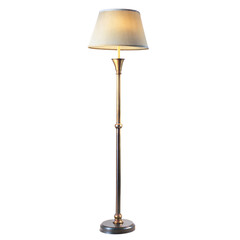 A stylish floor lamp with a sleek metal base and a classic fabric shade, perfect for adding warmth and elegance to any room.