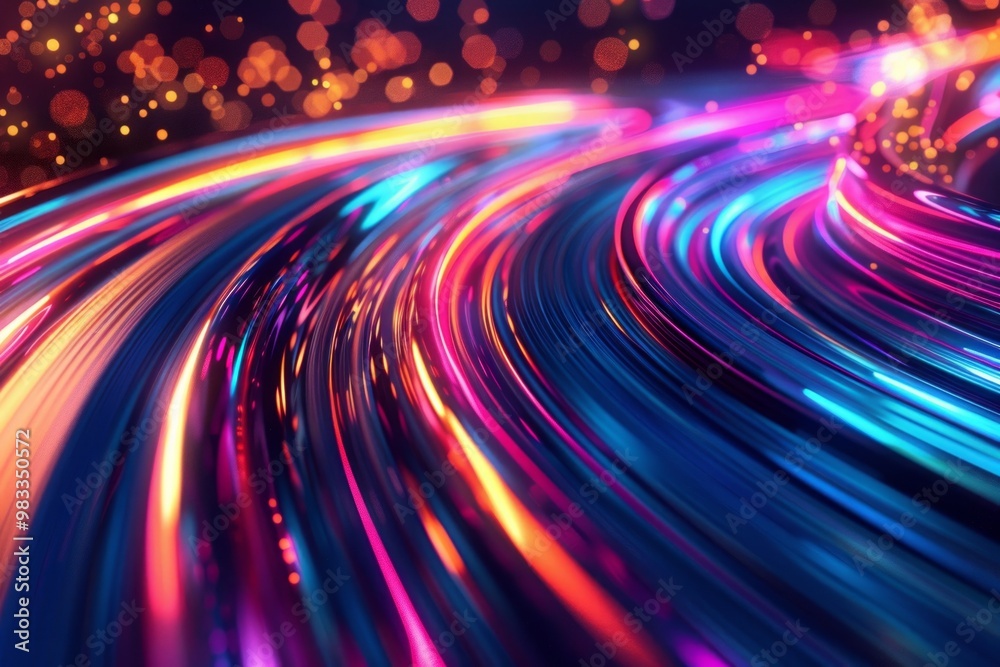 Poster colorful abstract light streaks background with neon glowing patterns adds dynamic touch to design p