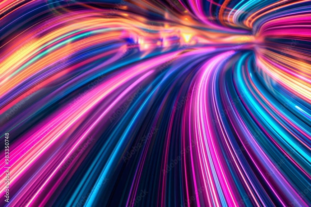 Poster colorful abstract light streaks background with neon glowing patterns adds dynamic touch to design p