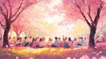 Spring Celebration Under Blooming Cherry Blossoms