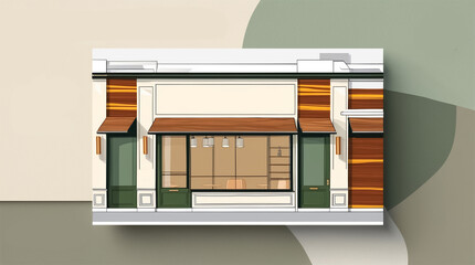 Exterior design of a modern cafe, coffee shop, illustration