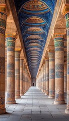 Ancient Egyptian Colonnade Majestic Architecture and Intricate Details of a Bygone Era.