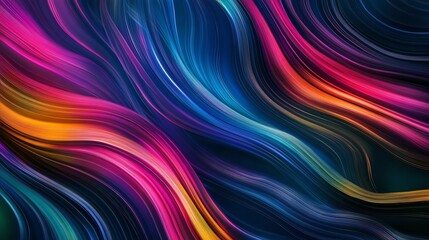 Obraz premium Abstract colorful lines in a flowing wave pattern.