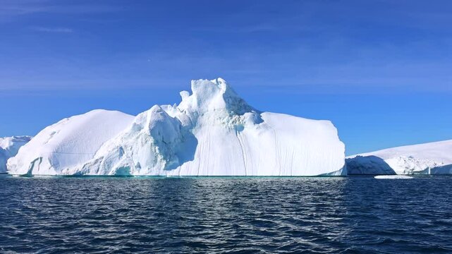 Icebergs of Kangia Fjord national park and Sermeq Kujalleq glacier in Ilulissat, Greenland