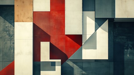 Geometric pattern created by a colorful building facade.