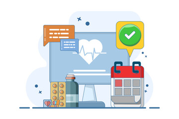 Concept of online medical consultation on mobile application via mobile screen. Online medical clinic, telemedicine, online healthcare, online doctor consultation, digital health.