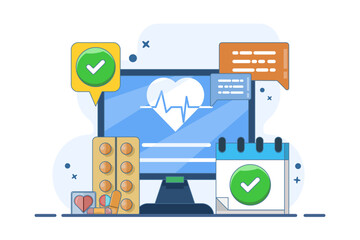 Concept of online medical consultation on mobile application via mobile screen. Online medical clinic, telemedicine, online healthcare, online doctor consultation, digital health.