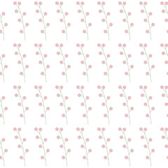 Seamless pattern of simple flowers and plant elements. Vector illustration in cartoon style.