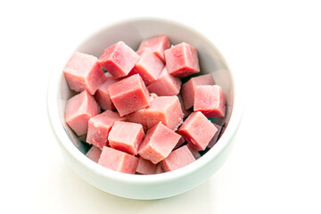 Meat sliced ​​pieces isolated on white background
