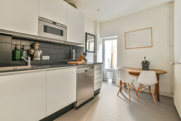 Modern kitchen with cozy dining space