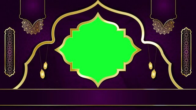 animated luxury islamic background , muslim mosque , islamic design video template for the Holy Quran , 4K green screen Loop Animation
