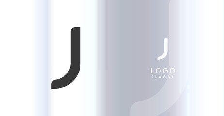 Bold futuristic logo monogram, sleek minimalistic letter J for innovative tech company, science bio lab, sport label, futuristic and cosmic inspired designs. Vector illustration.