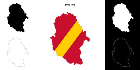 Phu Tho blank outline map set