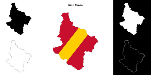 Ninh Thuan blank outline map set