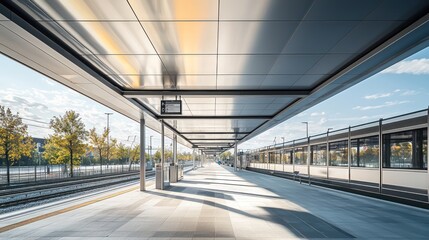 A public transportation hub featuring a roof made from lightweight, reflective aluminum siding, designed to reduce heat absorption and create a cooler environment for commuters