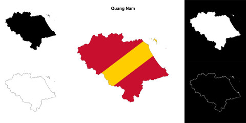 Quang Nam blank outline map set