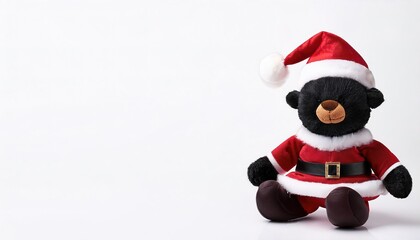 Obraz premium Stuffed animal of Santa Claus. cute, adorable, plush, soft, companion friend and night time sleep toy for young boy and girl children. Isolated on white background with copy space