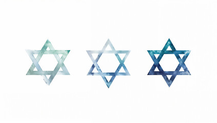 Minimalist arrangement of Star of David symbols on a light background
