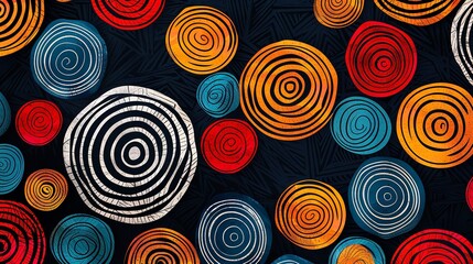 Fototapeta premium Seamless Hand-Drawn Geometric Concentric Circles Pattern