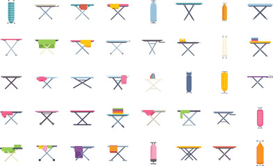 This set of colorful ironing boards is perfect for illustrating housework, laundry chores, or household appliances