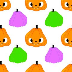 Halloween cute pumpkins seamless monsters pattern for wrapping paper and fabric