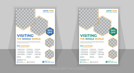 Travel poster or flyer pamphlet brochure design layout. Travel flyer template for travel agency