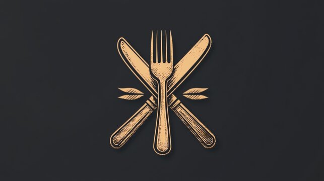 A classic, vintage-style logo featuring a crossed fork and knife with a touch of grunge.