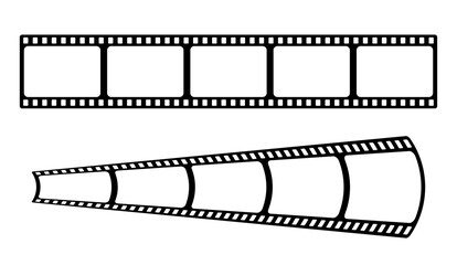 35mm film strip vector design with 5 frames on white background. Black film reel symbol illustration to use for photography, television, cinema, photo frame.