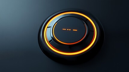 A futuristic button with an orange glow.