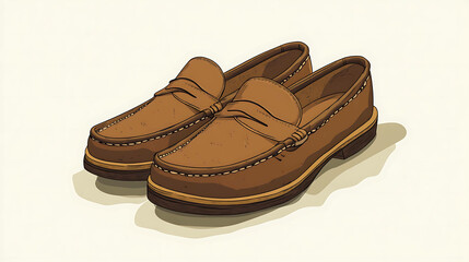 A pair of brown leather loafers.