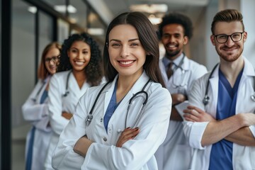 Fototapeta premium A group of doctors are smiling for the camera, generative ai image