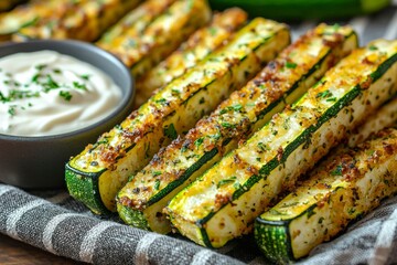 Crispy Baked Zucchini Sticks with Creamy Dip