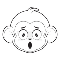 monkey surprised face outline cartoon cute © Misterwrongtime