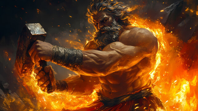Greek god hephaestus - god of fire and metalworking. Greek Gods. Illustration