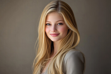 Fototapeta premium Young Woman in her 20s 30s in a Professional High-Resolution Portrait – Showcasing Natural Beauty, Confident Expression, and Elegant Style, Ideal for Branding and Marketing Projects