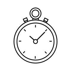 Stopwatch timer clock line icon isolated on white background.	
