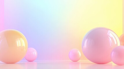 Abstract Pastel Colored Spheres on Light Background