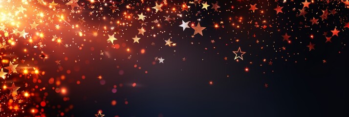 Red Christmas Sparkly Glitter Background With Shining Stars, Perfect for Festive Events.