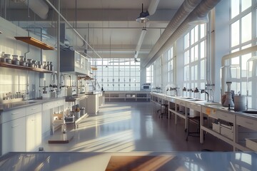 Fototapeta premium A sterile, white room with a robot in the middle, generative ai image
