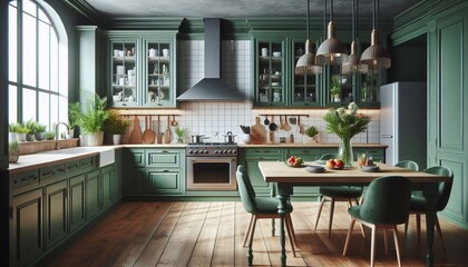 Obraz premium Moderne grüne Küche