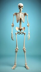 complete skeletal structure set against a blue backdrop