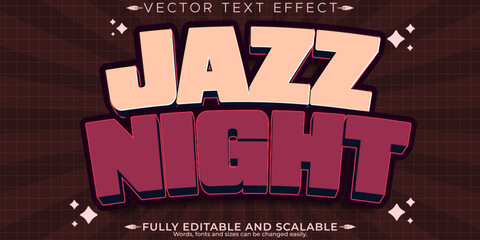 Jazz editable text effect, editable night and music text style